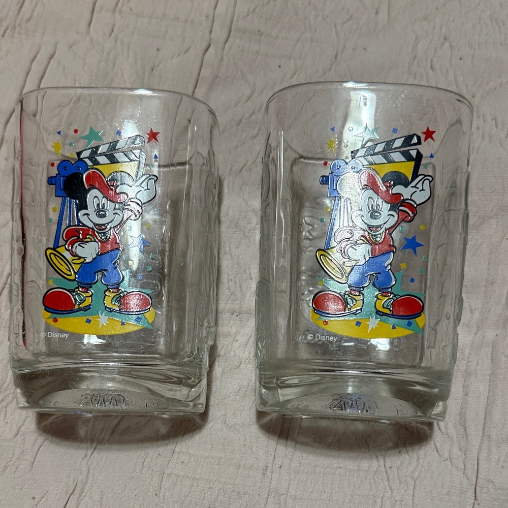 Vintage Disney Mickey Mouse 2000 collectors Glasses set of 2